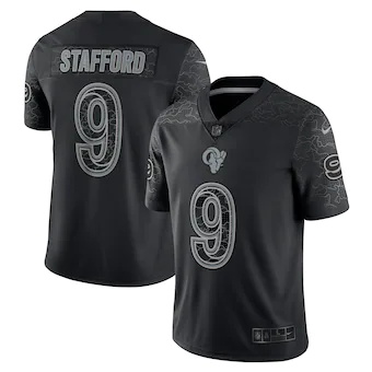 mens nike matthew stafford black los angeles rams rflctv li